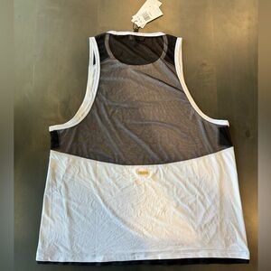 NWT Alala White Black Mesh Tank Top Size Large